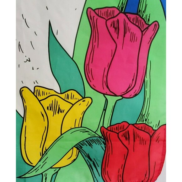 Vintage Kitten Cat Yard Flag Butterfly Spring Tulips Flowers Garden Banner 29x41 - Picture 5 of 9